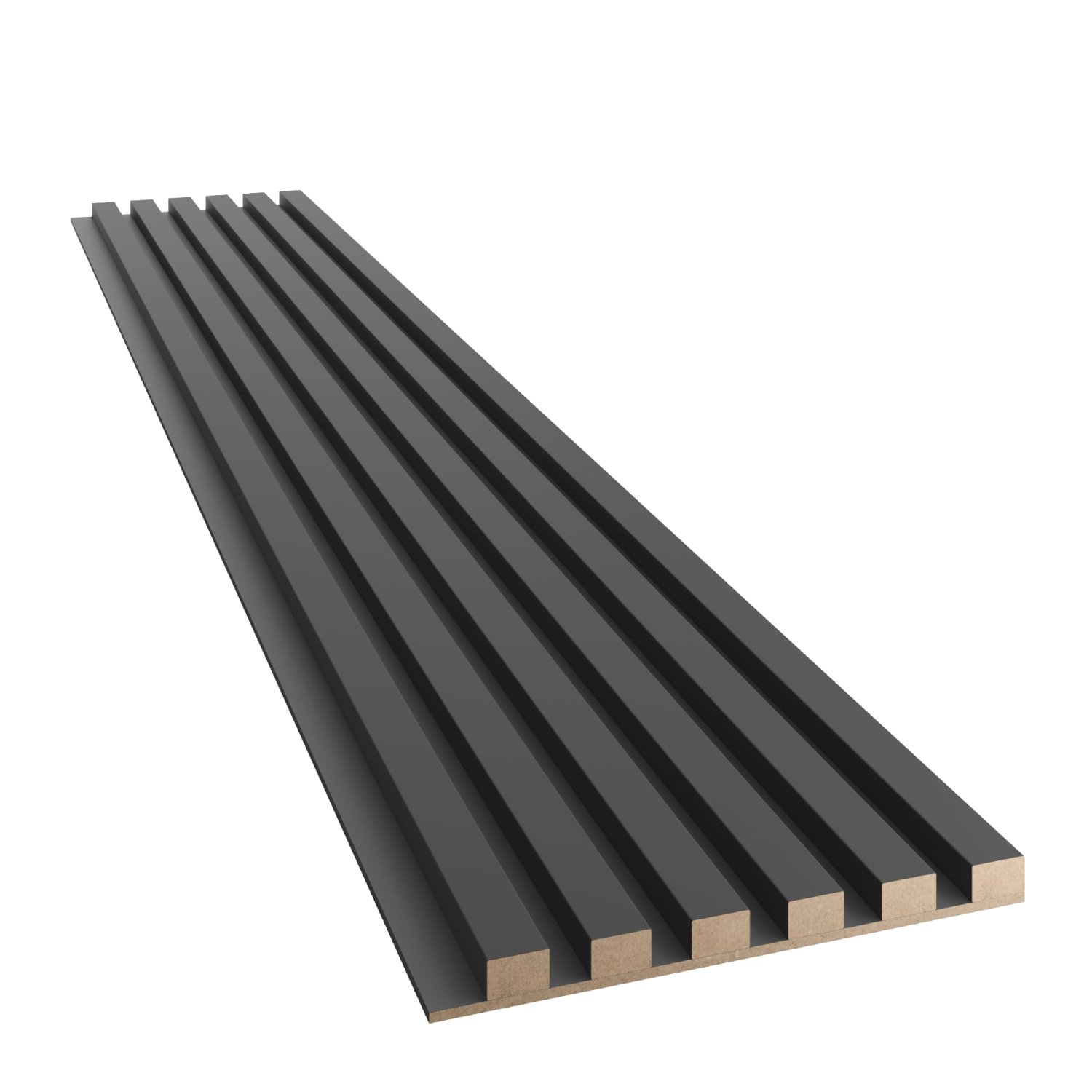 SCHLANKE LAMELLEN AUF MDF-PLATTE - SCHWARZ MATT LAMELLEN3D
