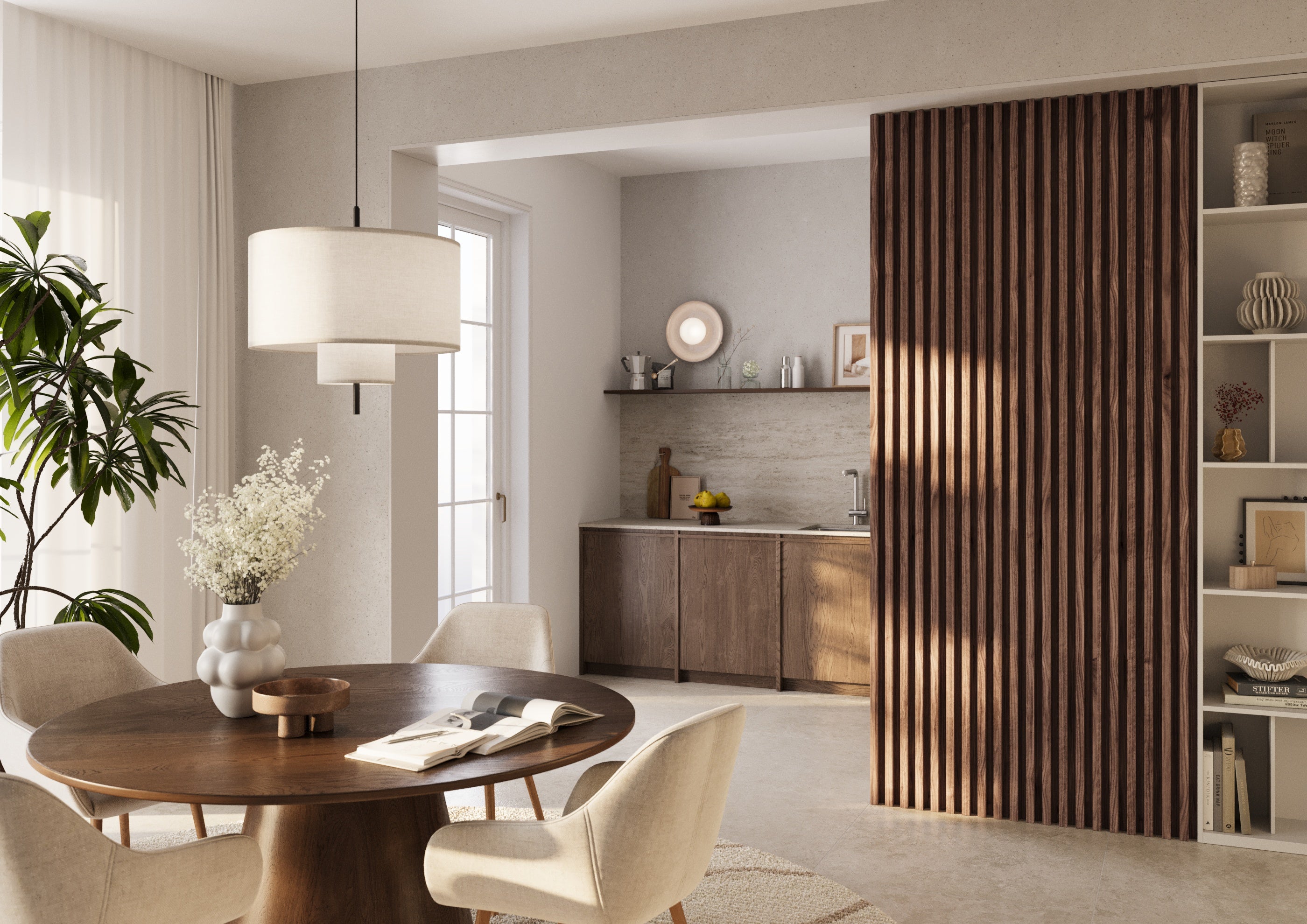 LAMELLEN AUF FURNIERTER MDF-PLATTE - AMERIKANISCHES NUSSBAUM-FURNIER LAMELLEN3D