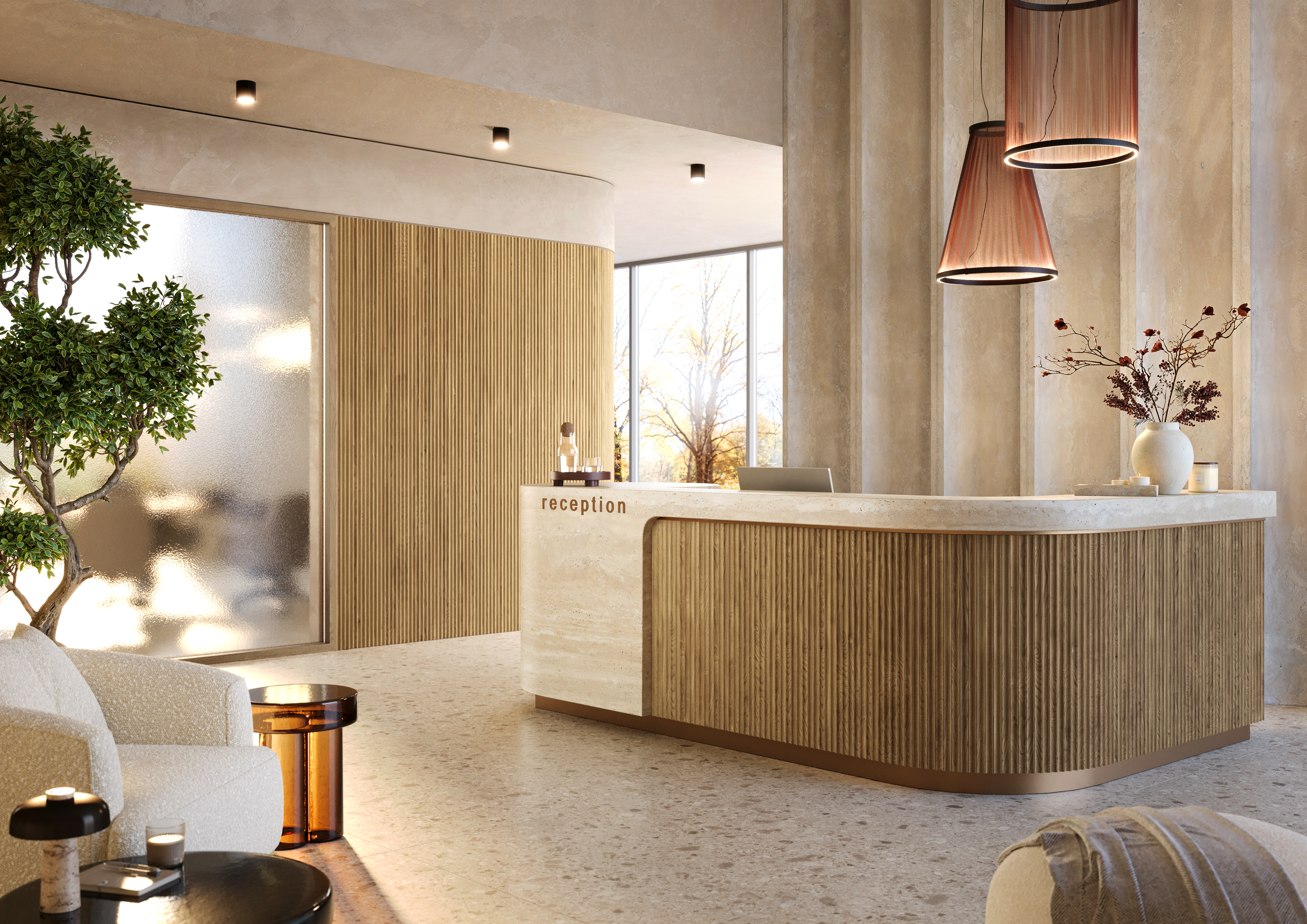 Japandi-Paneel - Sandbeige LAMELLEN3D