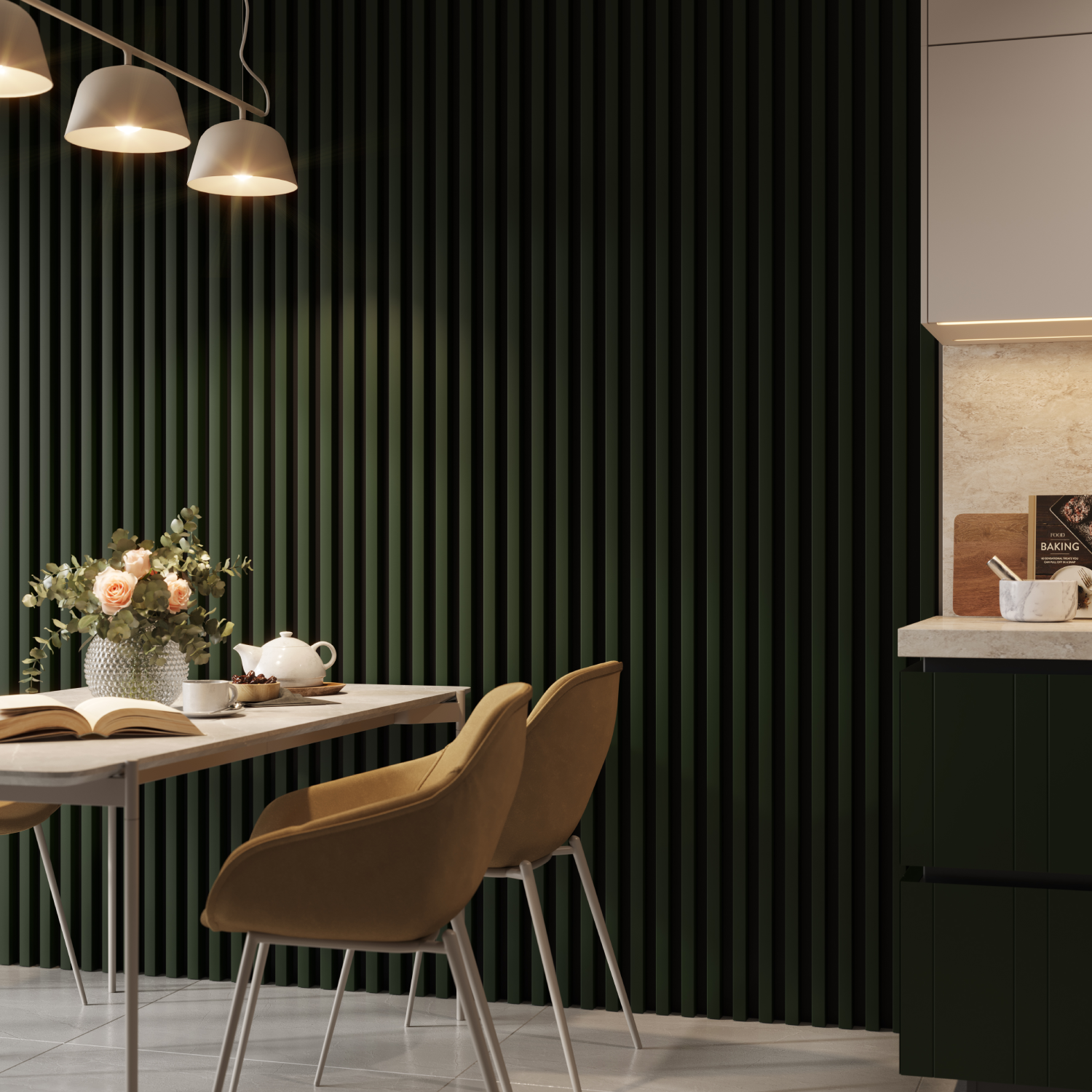 LAMELLEN3D WANDLAMELLEN - FLASCHENGRÜN