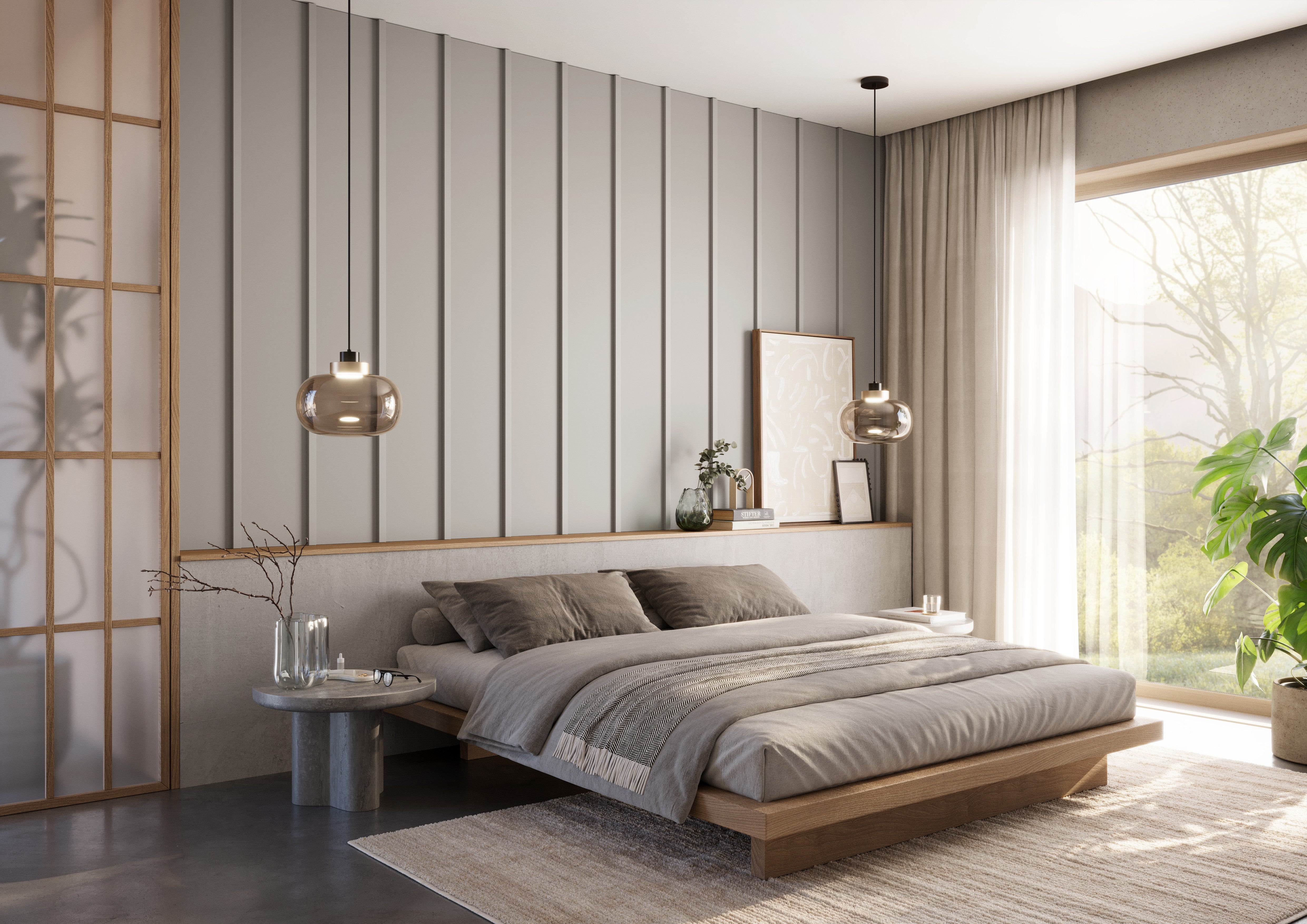 Japandi-Paneel - Sandbeige LAMELLEN3D
