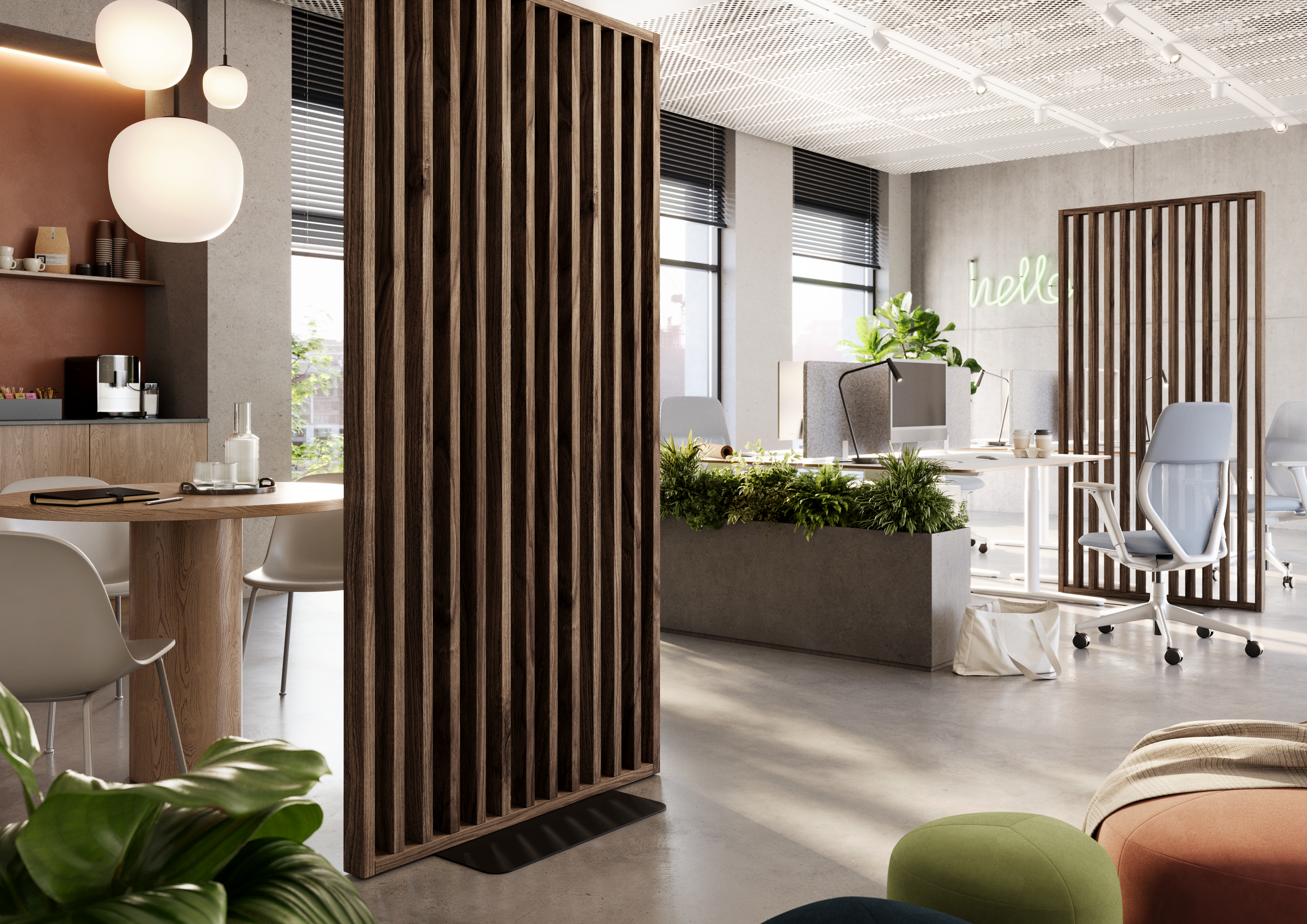 TRENNWÄNDE MIT BODENPLATTE - FERTIGSET - CLASSIC WALNUSS LAMELLEN3D