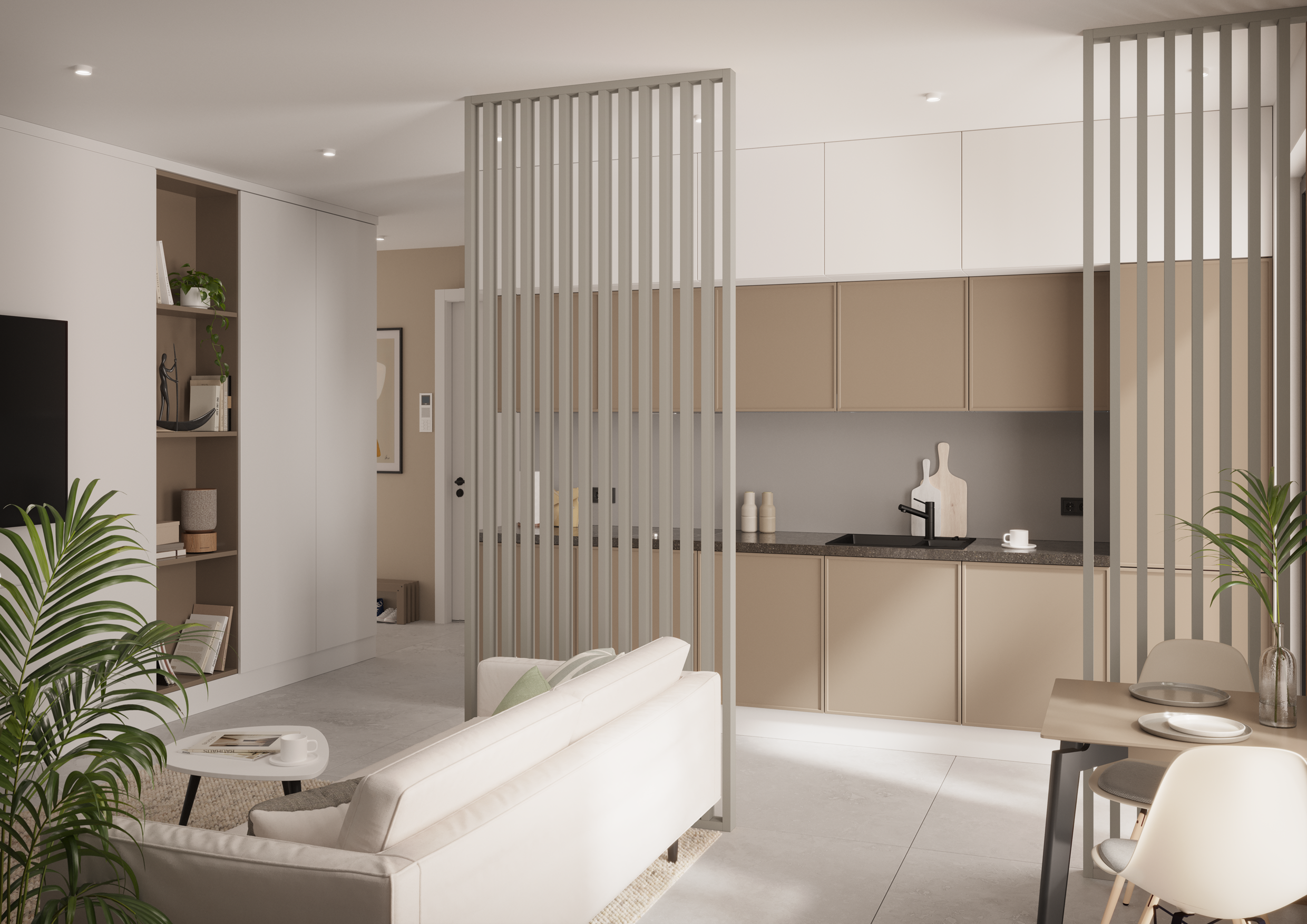 LAMELLENWAND - FERTIGSET - SANDBEIGE - LAMELLEN3D