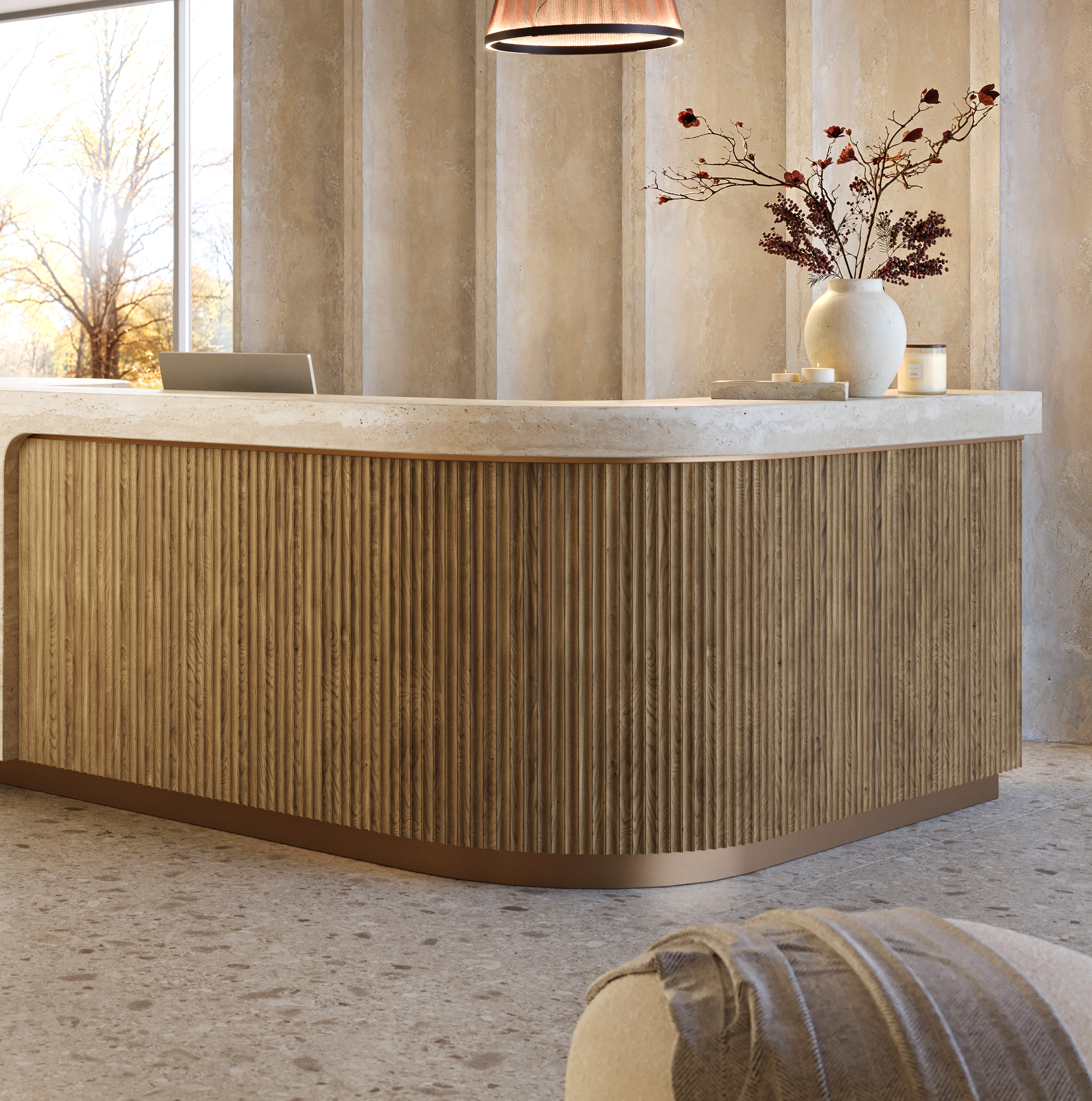 Japandi-Paneel - Sandbeige LAMELLEN3D