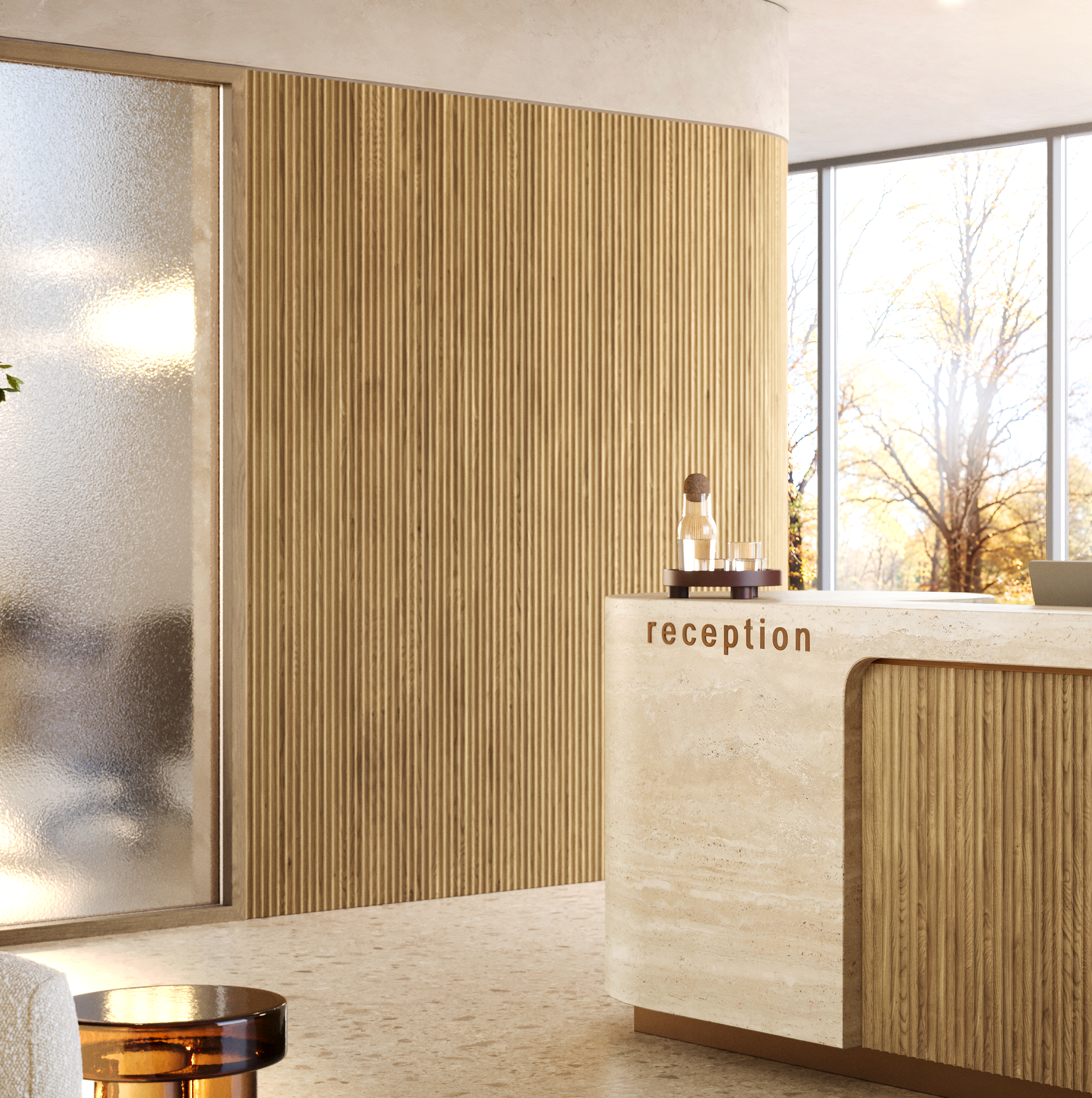 Japandi-Paneel - Sandbeige LAMELLEN3D