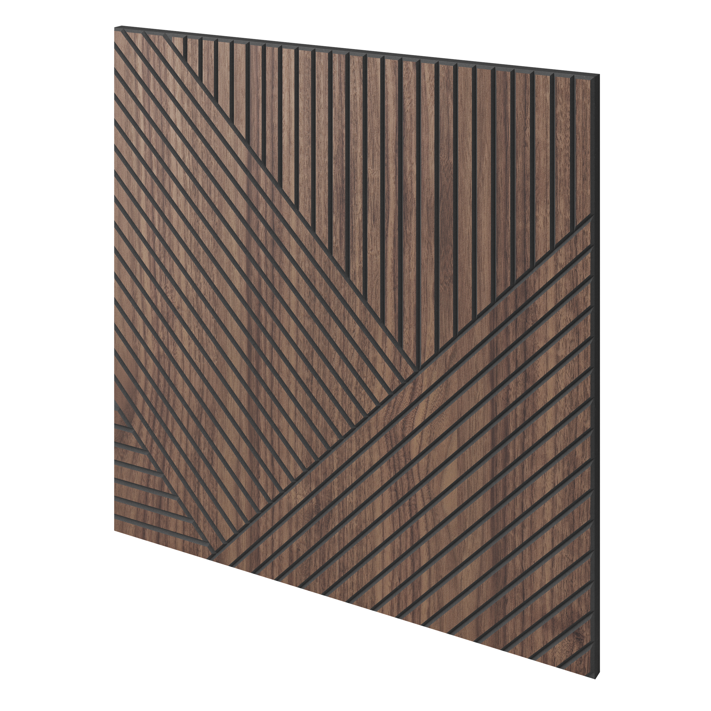 GEFRÄSTES PANEEL - GRANADA - AMERIKANISCHES NUSSBAUMFURNIER - LAMELLEN3D
