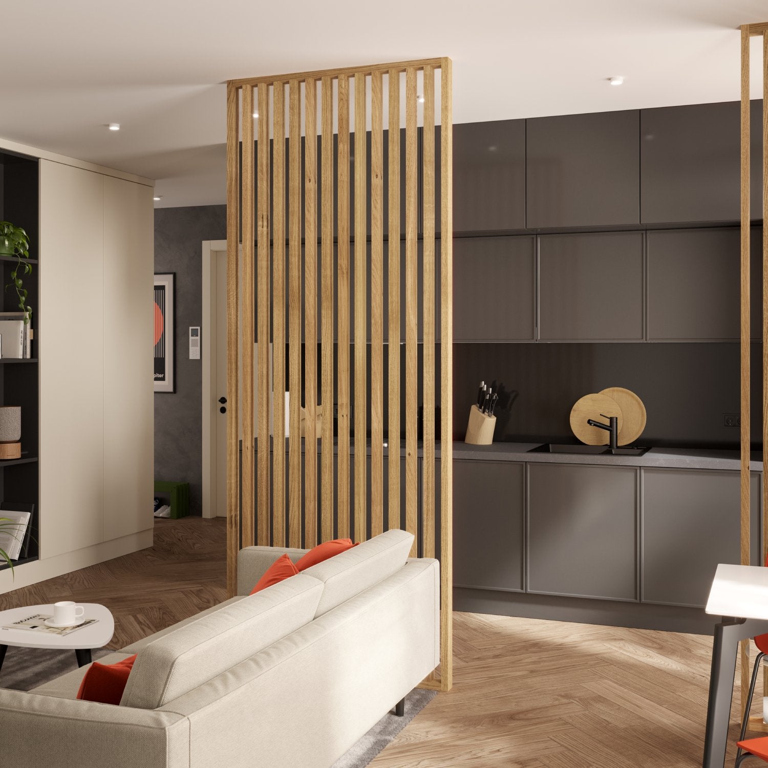 LAMELLENWAND - FERTIGSET - EICHENFURNIER - LAMELE3D