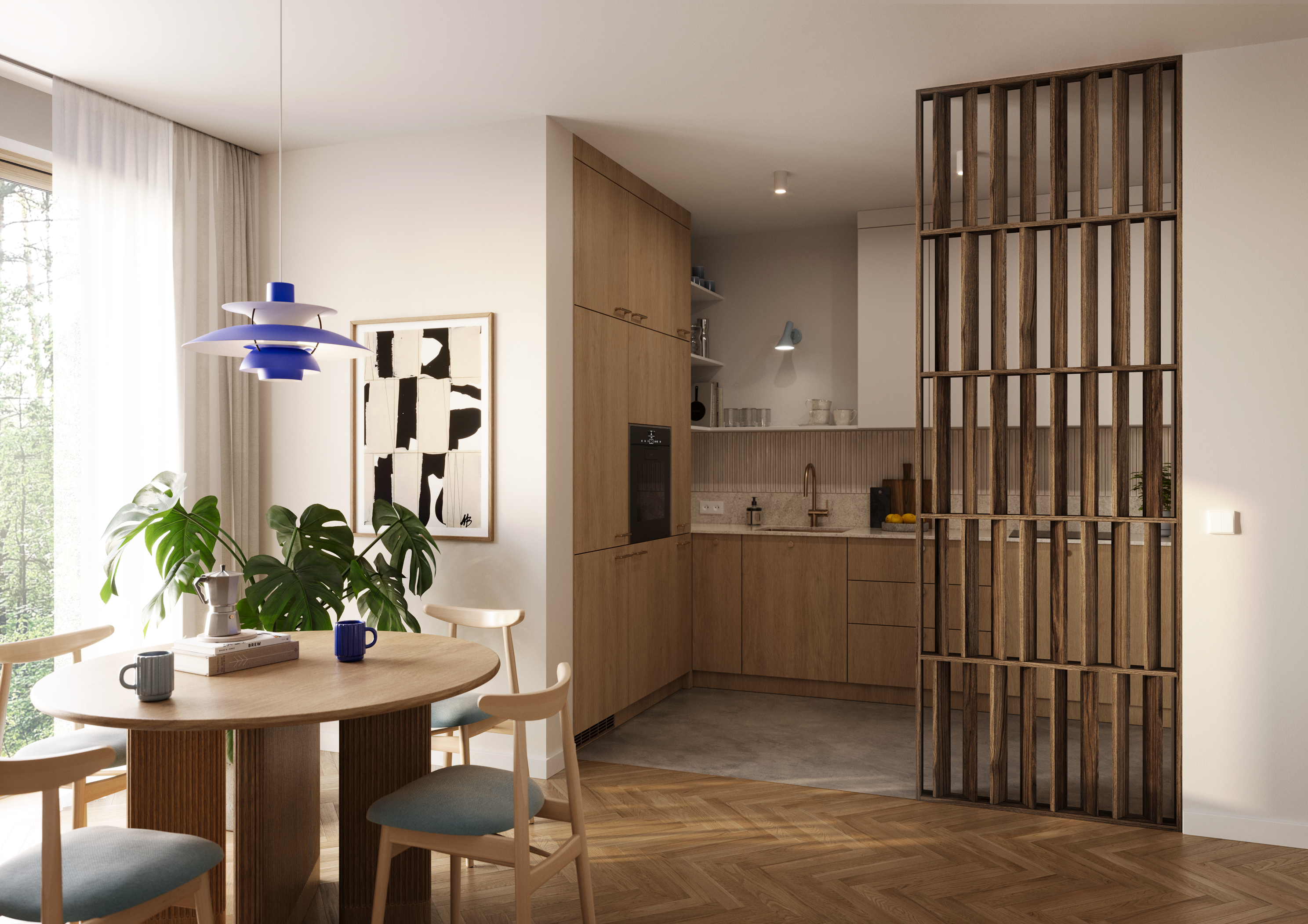 WAND JAPANDI - Klassische Nuss - LAMELE3D