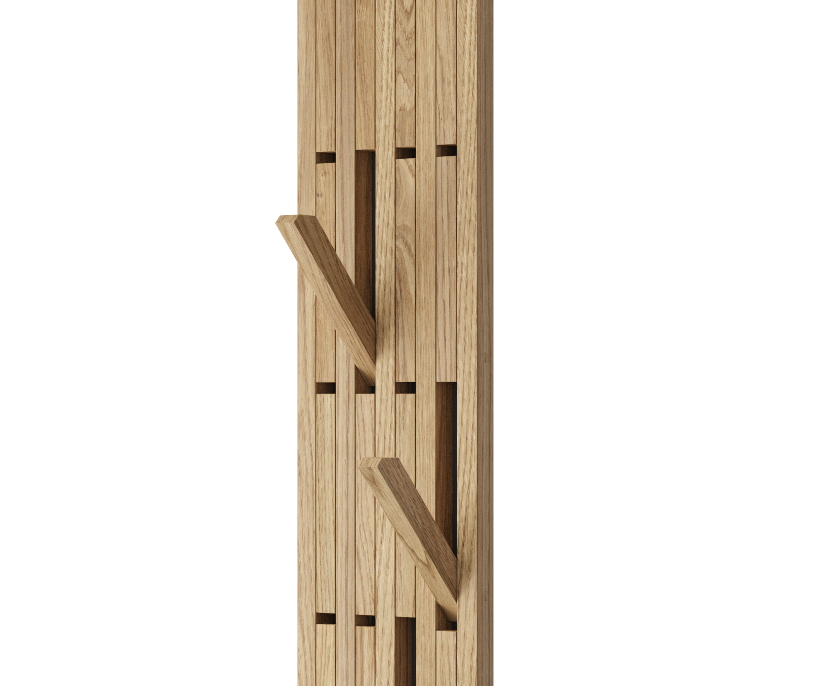 Eichenholz-Kleiderhaken Branché – EICHENFURNIER – LAMELLEN 3D